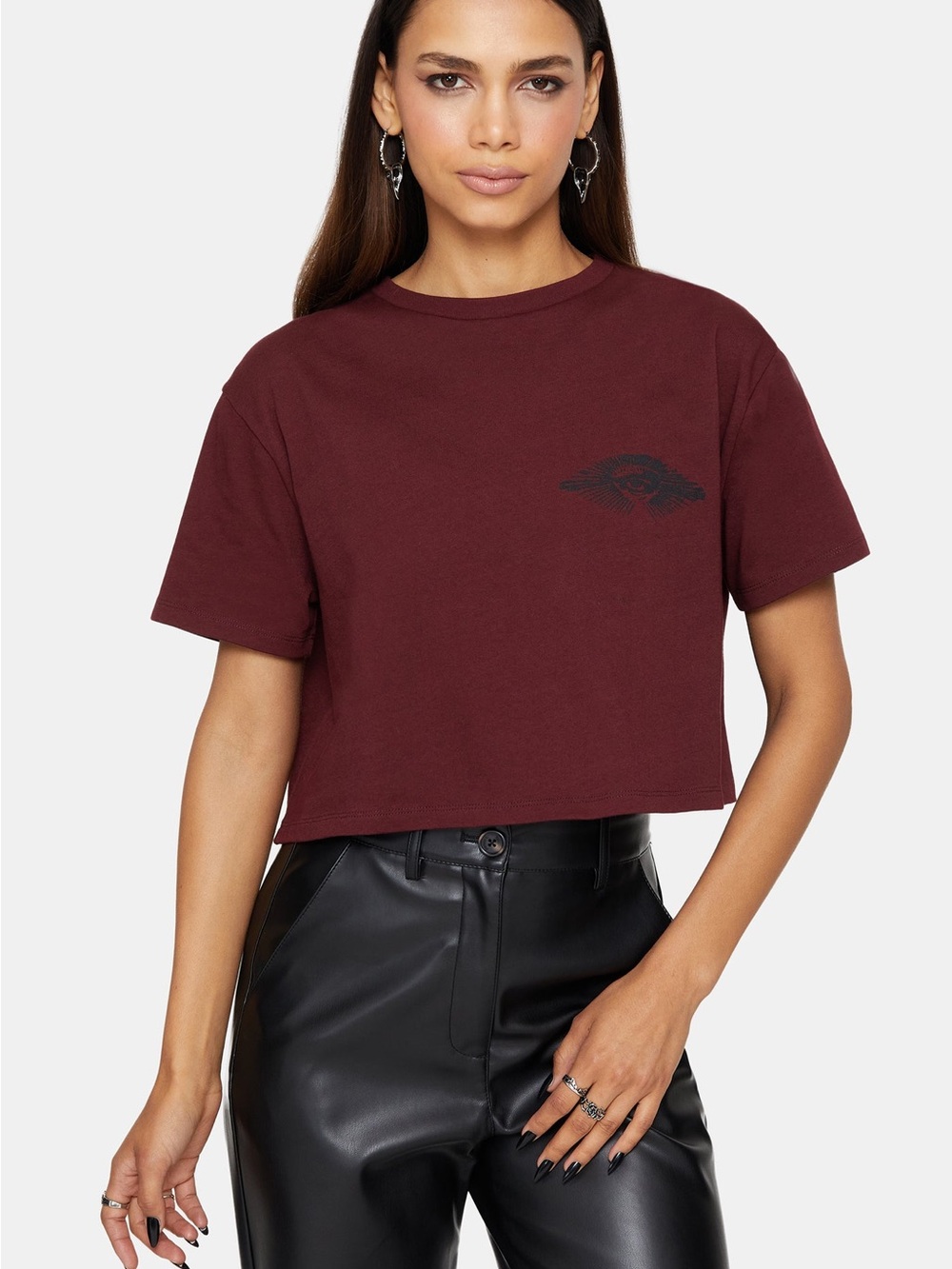 Disturbia Xove Medieval Graphic Boxy Crop Cotton T-Shirt